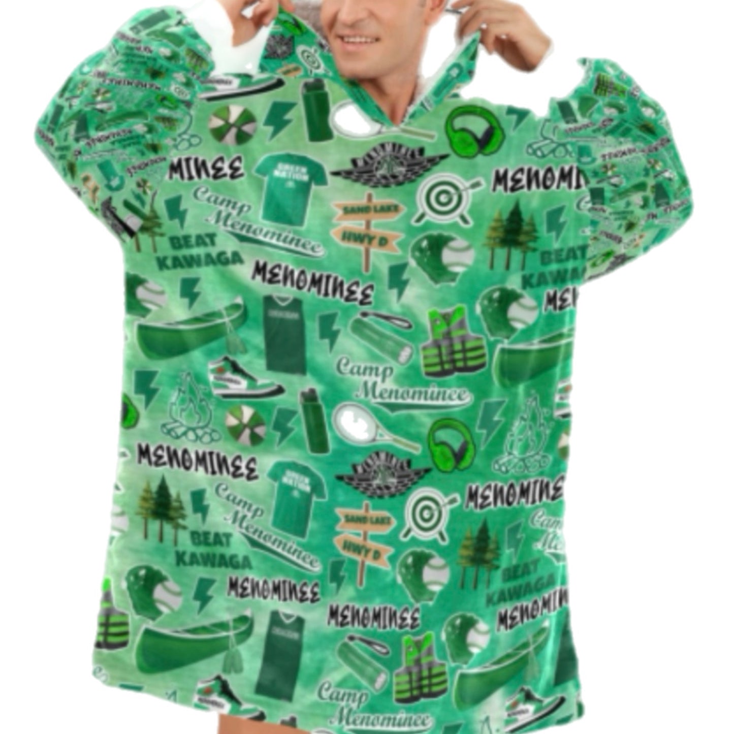 Menominee boys/mens fleece blanket hoodie