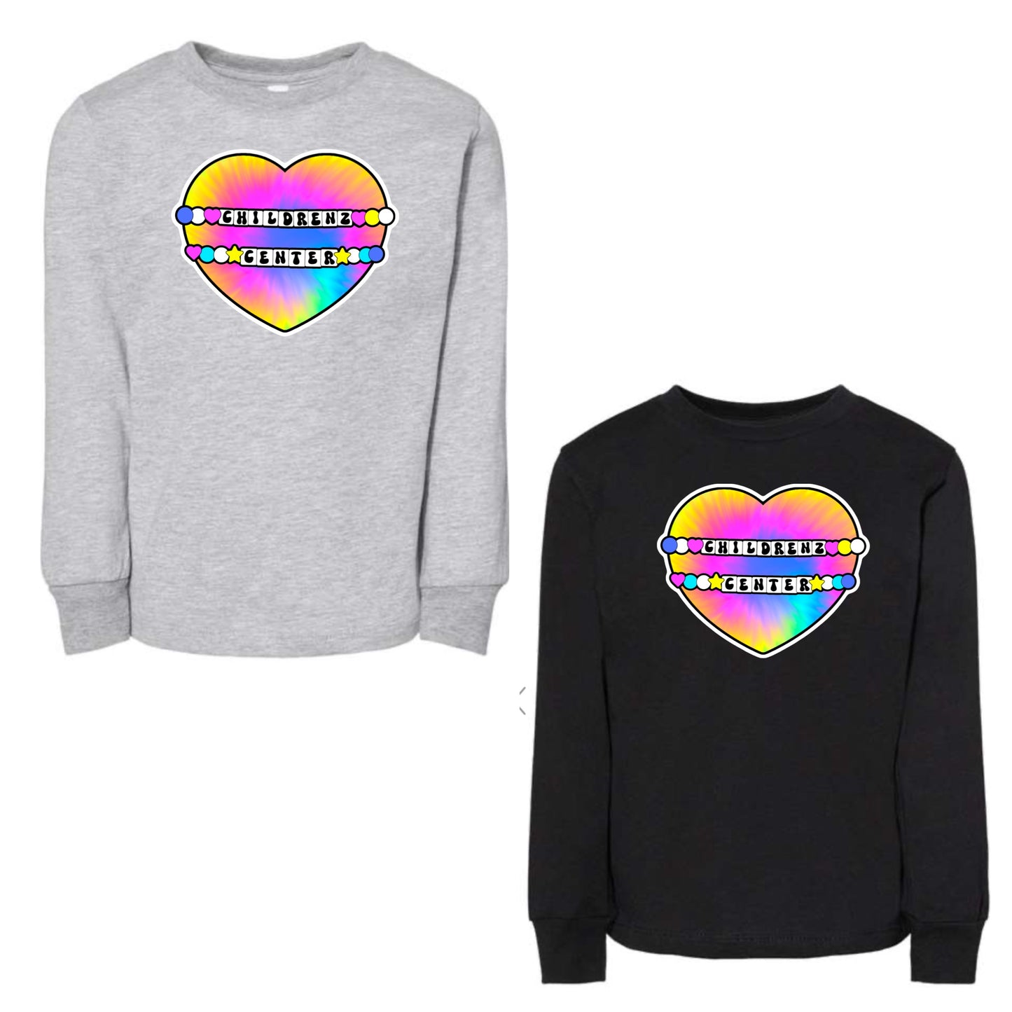 Childrenz Center tie dye heart long sleeve tee