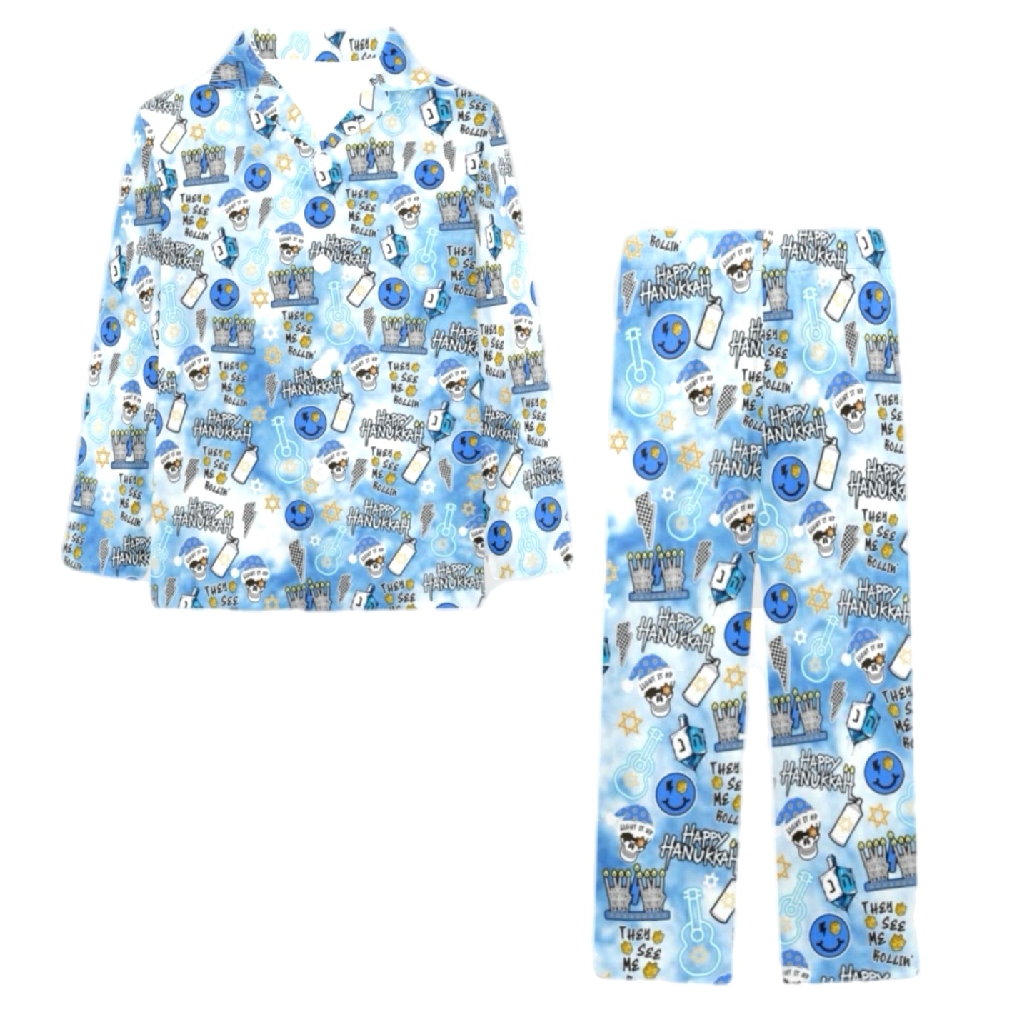 Rockstar Hanukkah boys/mens button pj pants set