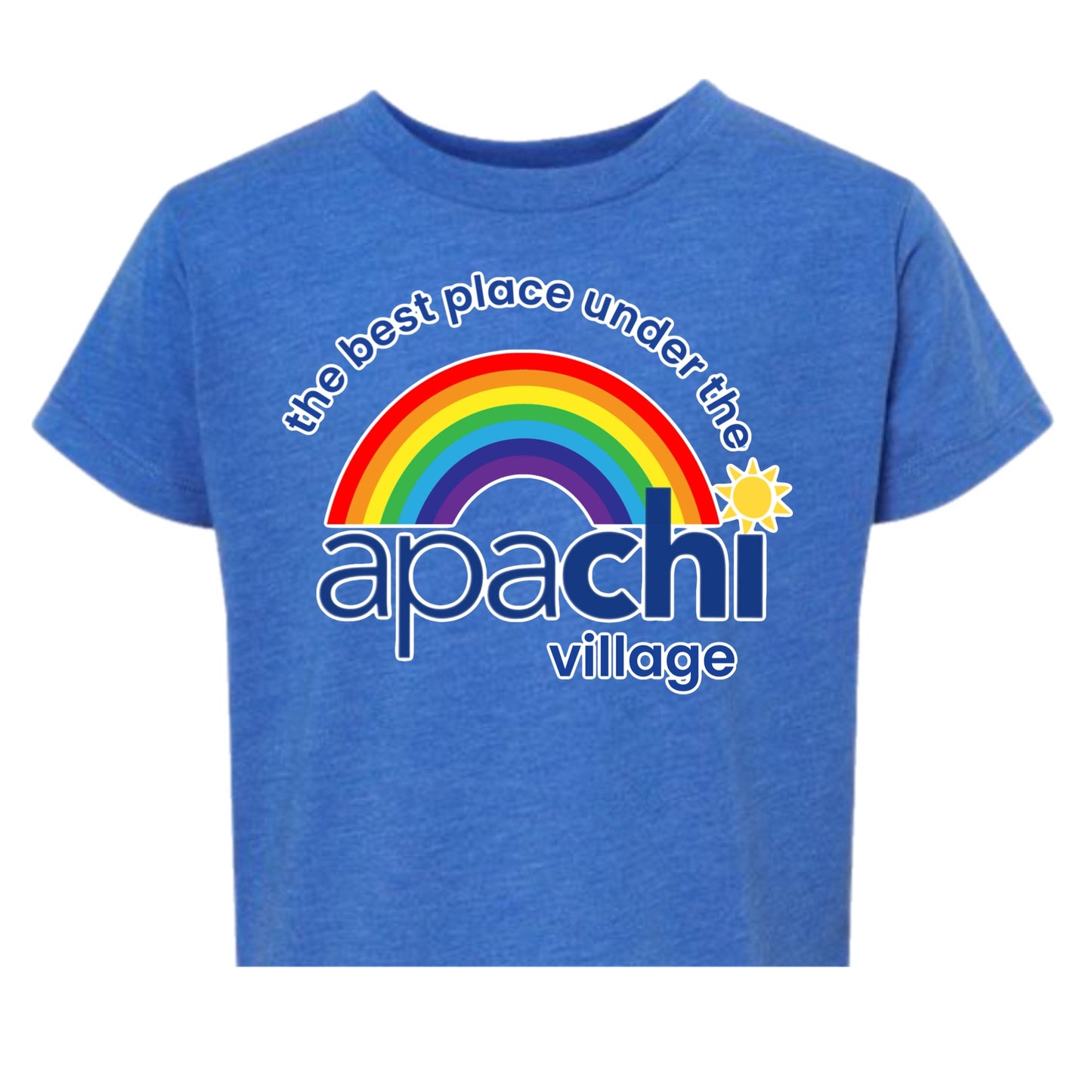 Girls Apachi Village rainbow logo tee