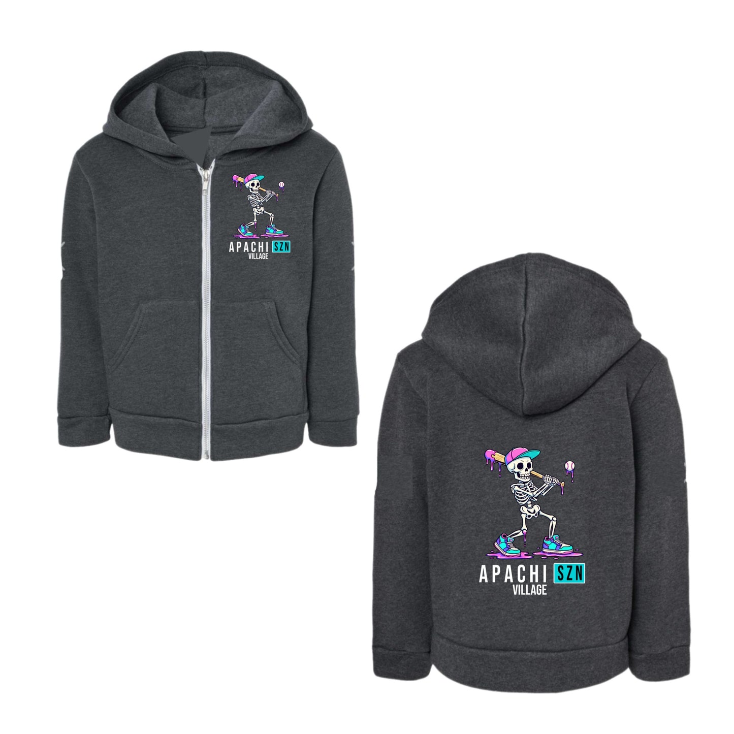 Boys Apachi/ Apachi Village baseball skeleton hoodie