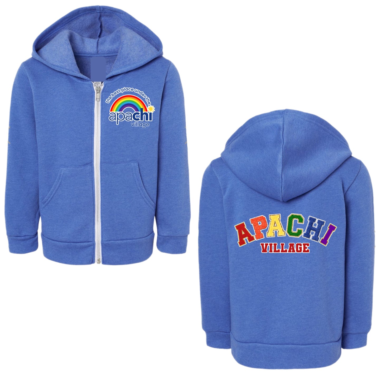 Girls Apachi Village rainbow patch zip hoodie