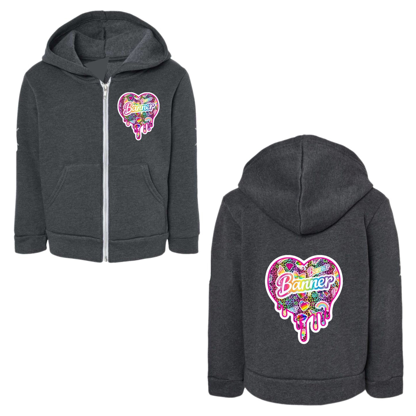 BANNER girls drippy heart zip hoodie