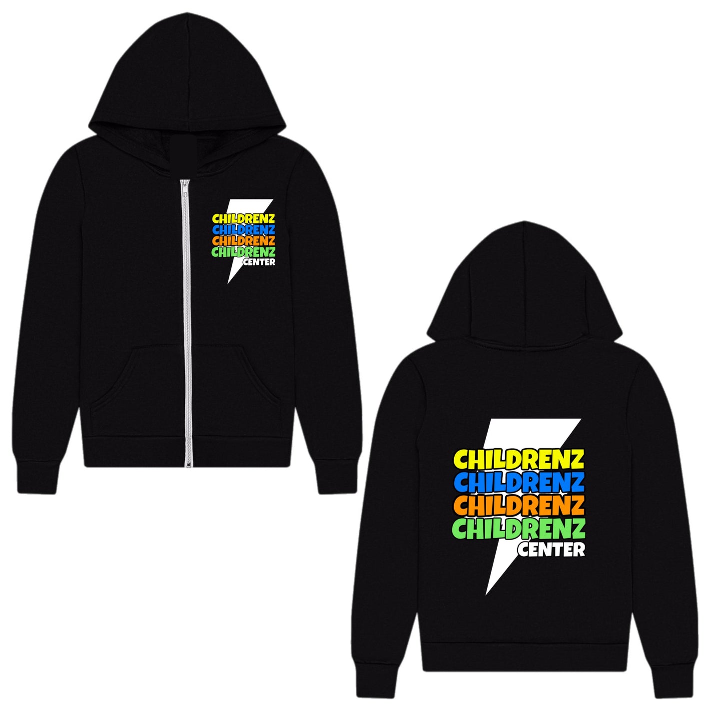 Childrenz Center neon bolt zip hoodie
