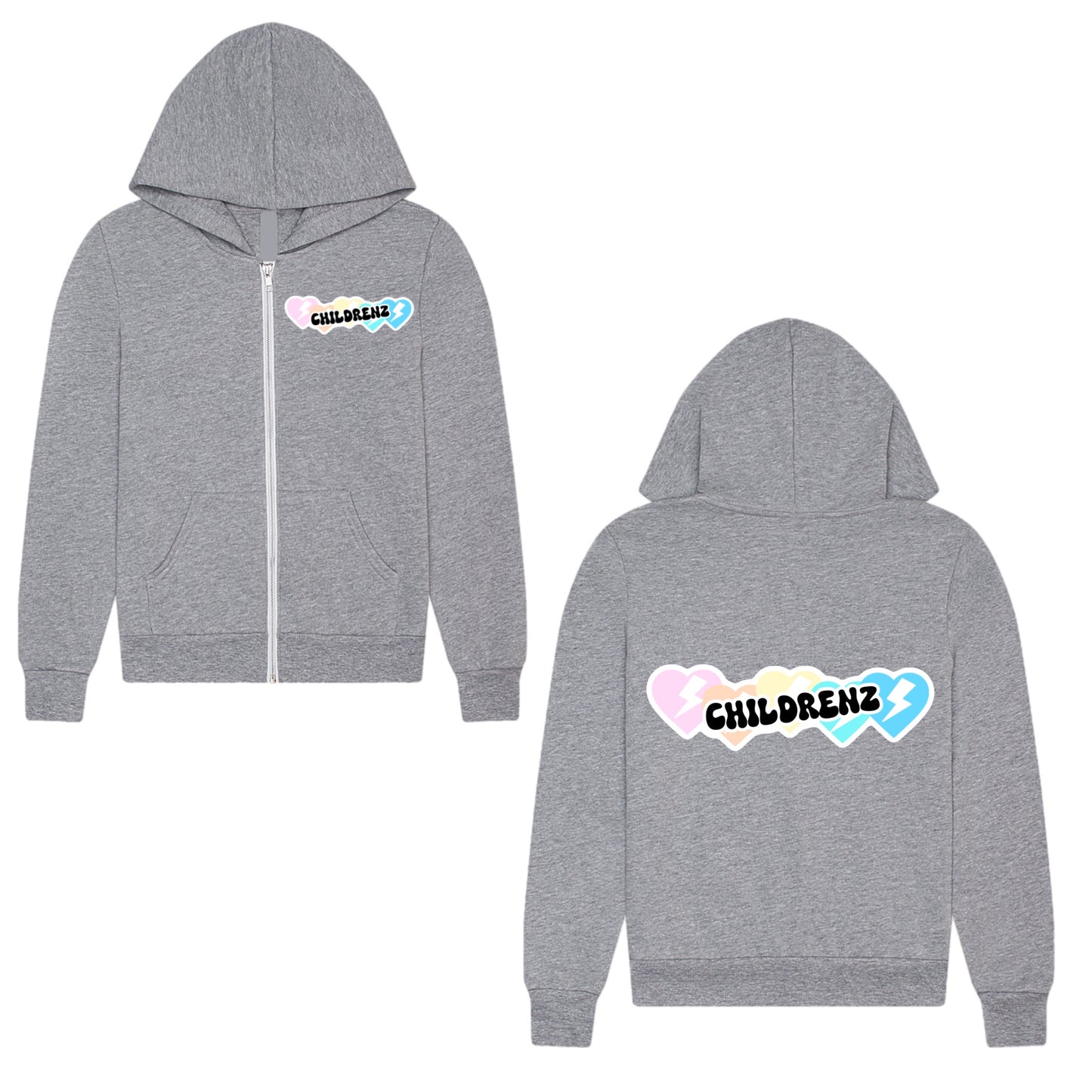 Pastel heart Childrenz Center zip hoodie