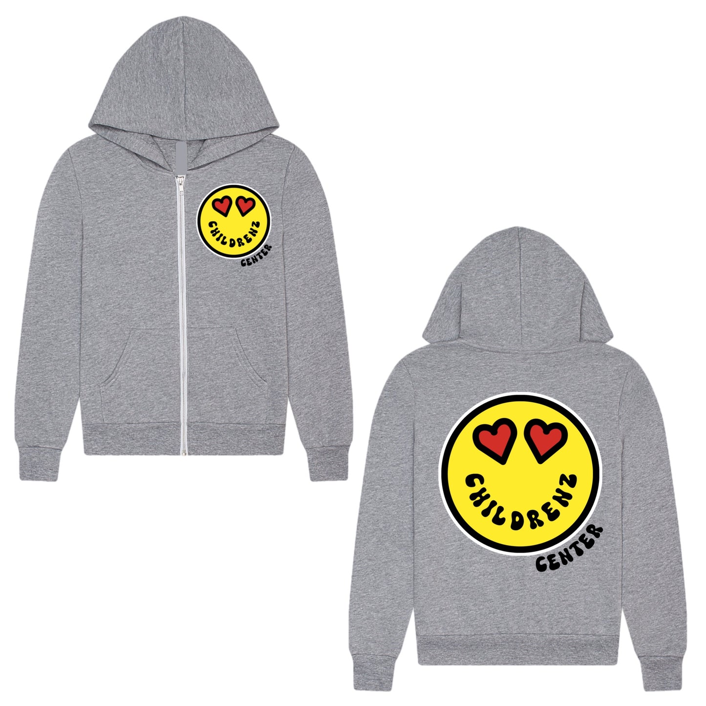 Heary eyes emoji Childrenz Center zip hoodie
