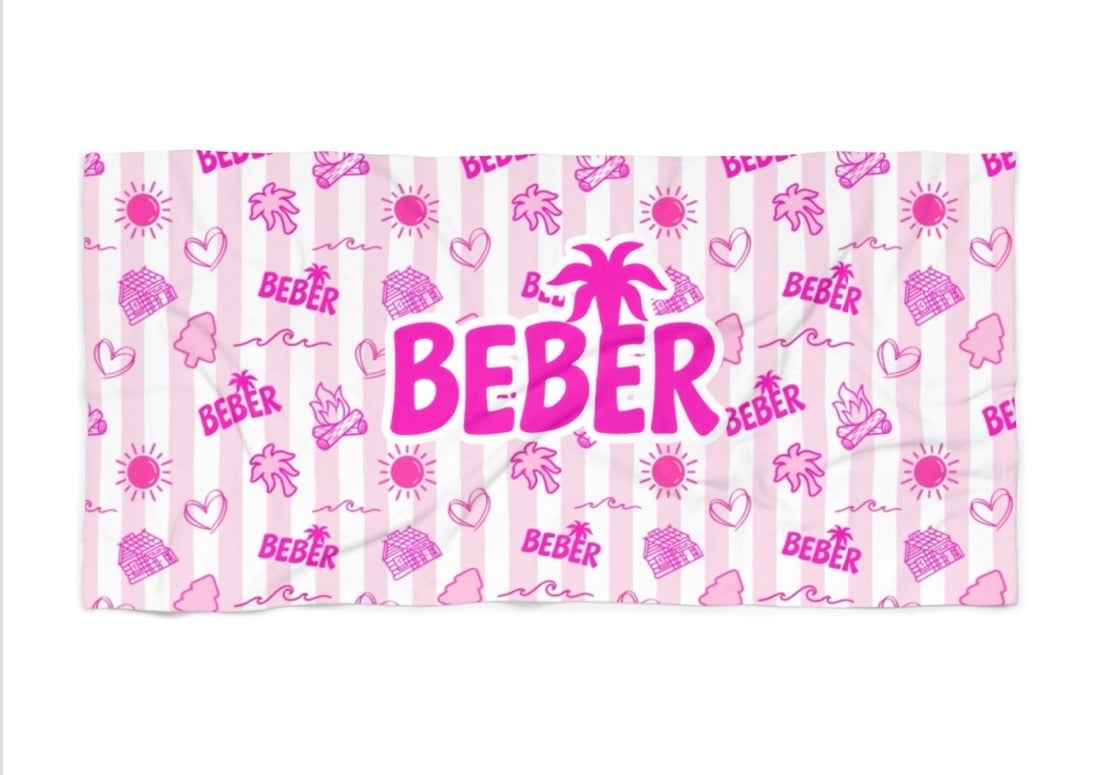 Beber pink palm beach towel