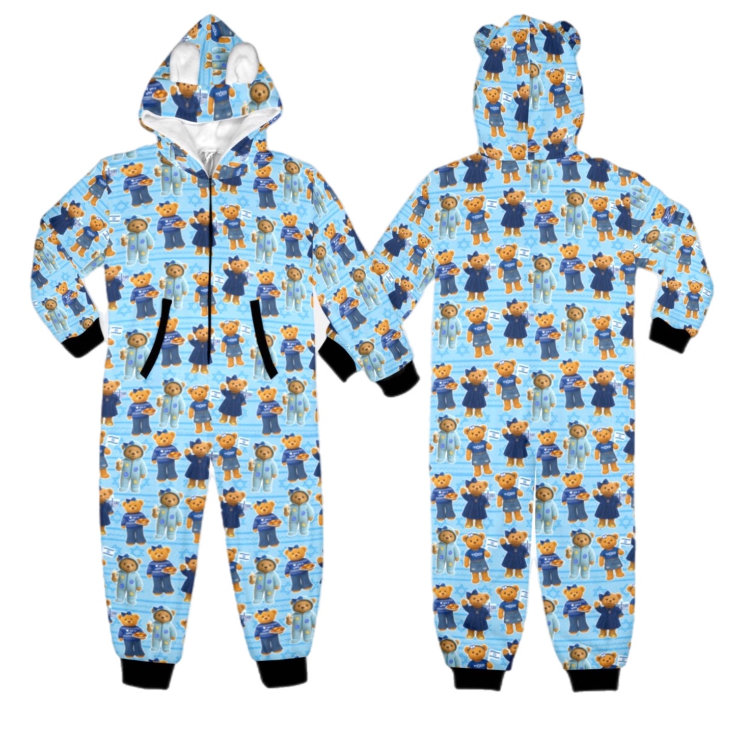 Hanukkah bears girls/ women’s fleece zip one piece