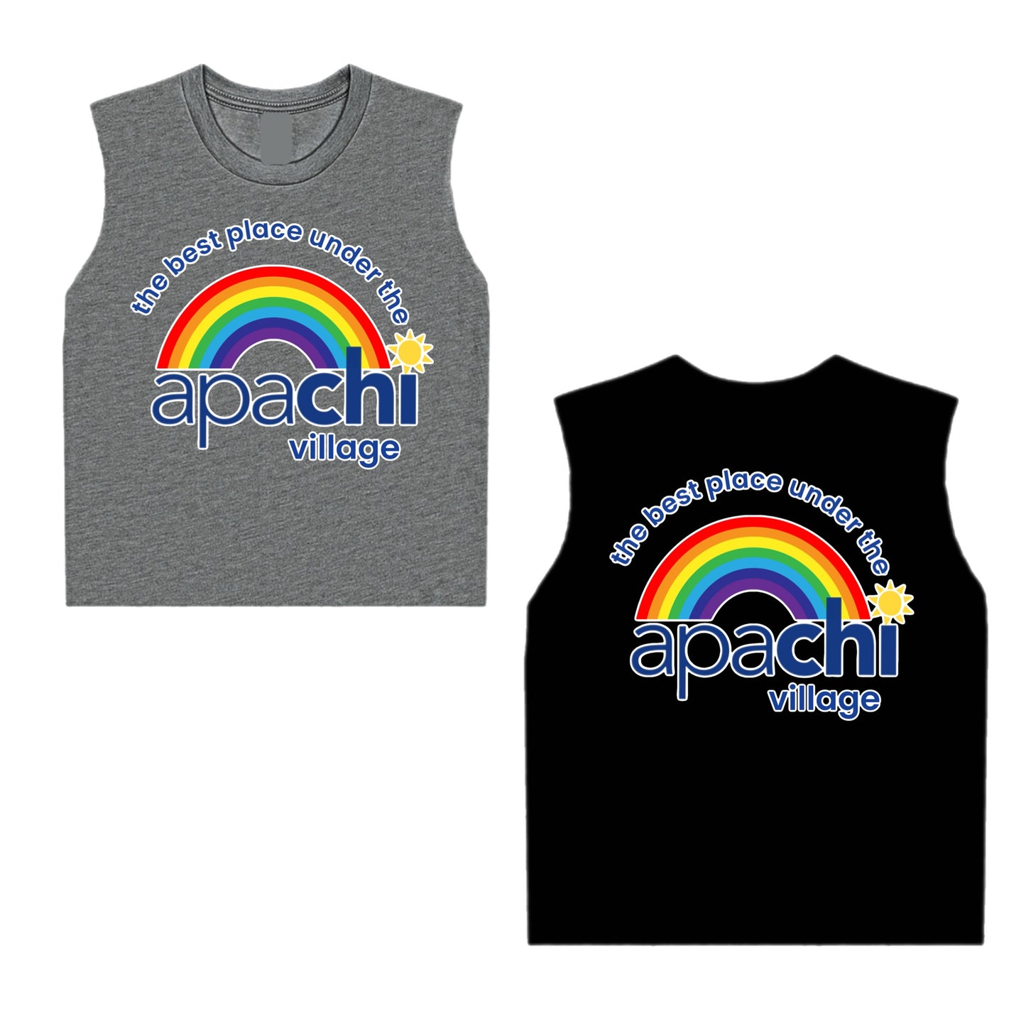 Girls Apachi Village rainbow logo tee