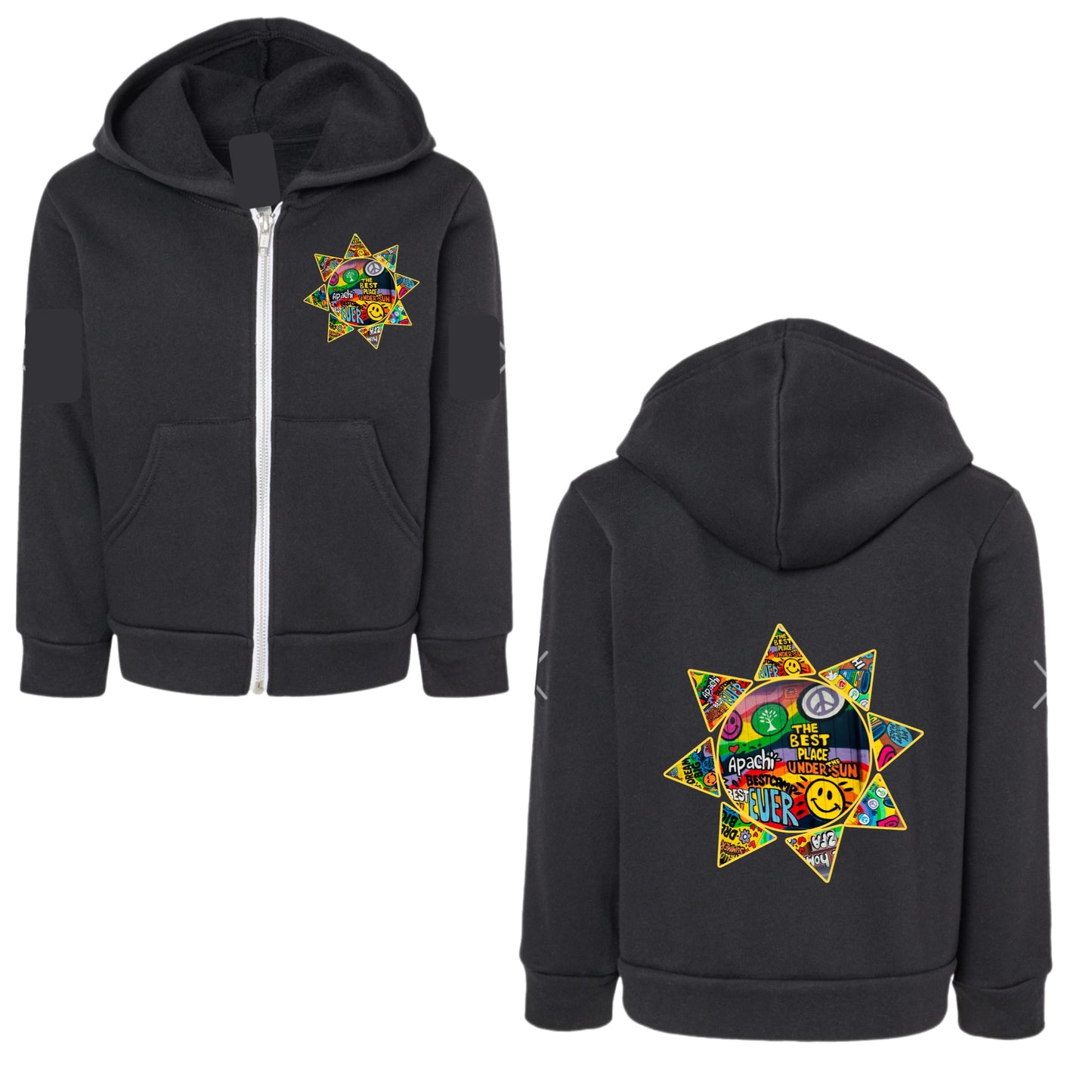 Unisex Apachi sun graffiti mural zip hoodie