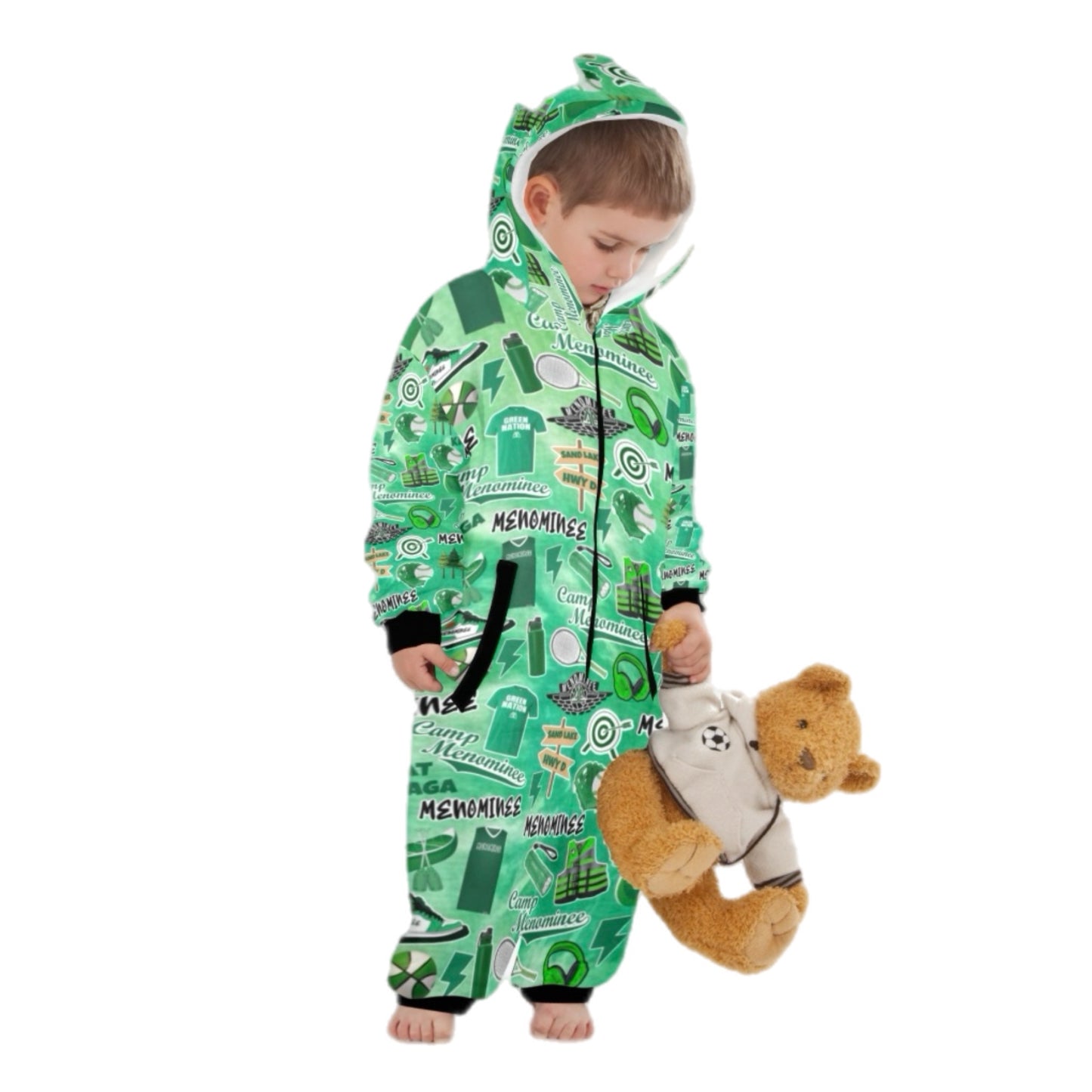 Menominee boys/mens fleece zip one piece