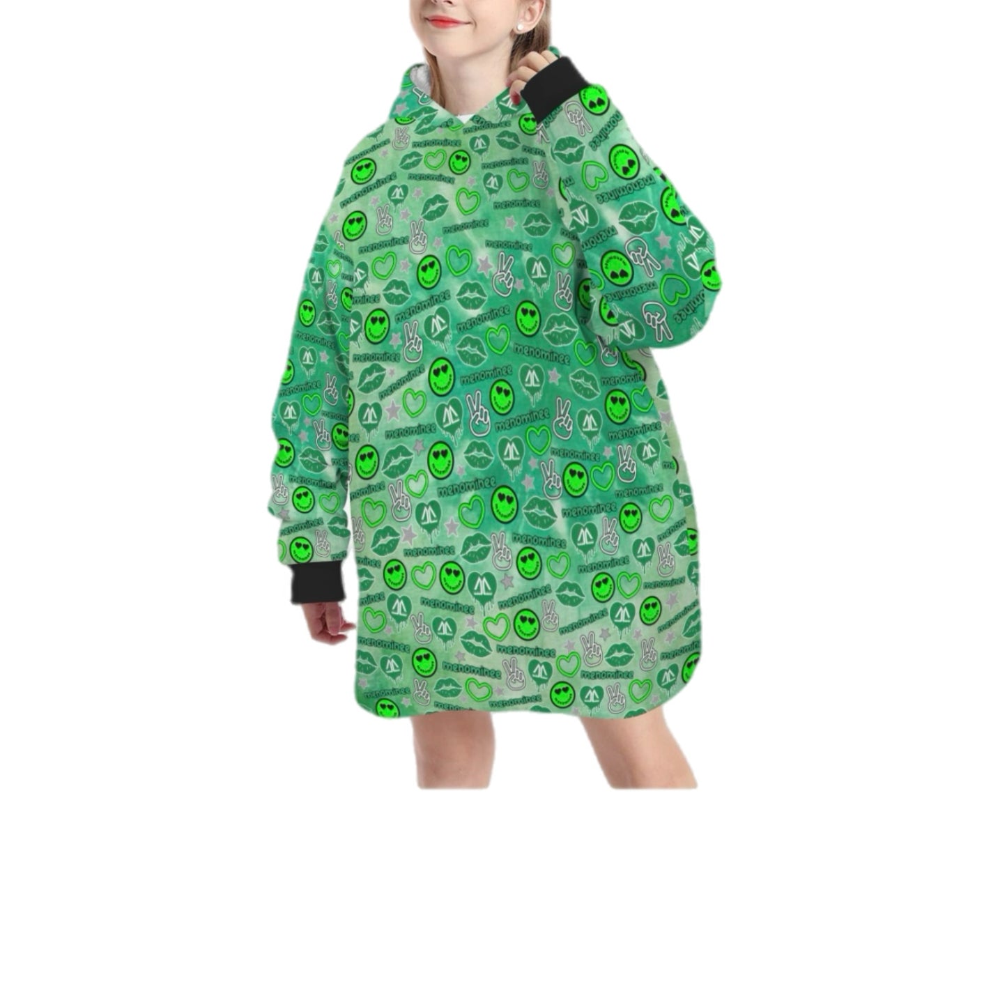Menominee girls/womens fleece blanket hoodie