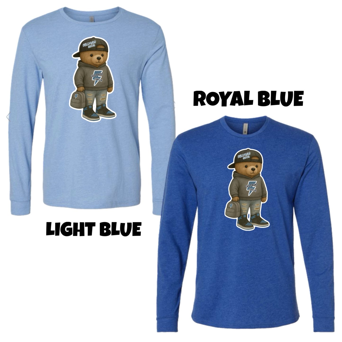Adult Long sleeve boy teddy bear Childrenz Center tee