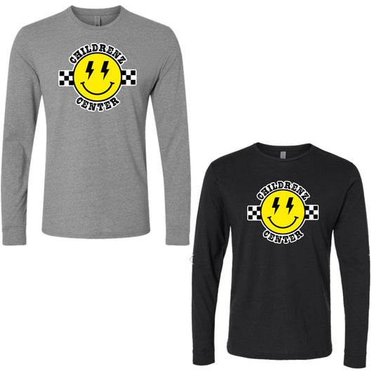 Adult Long sleeve bolt emoji Childrenz Center tee