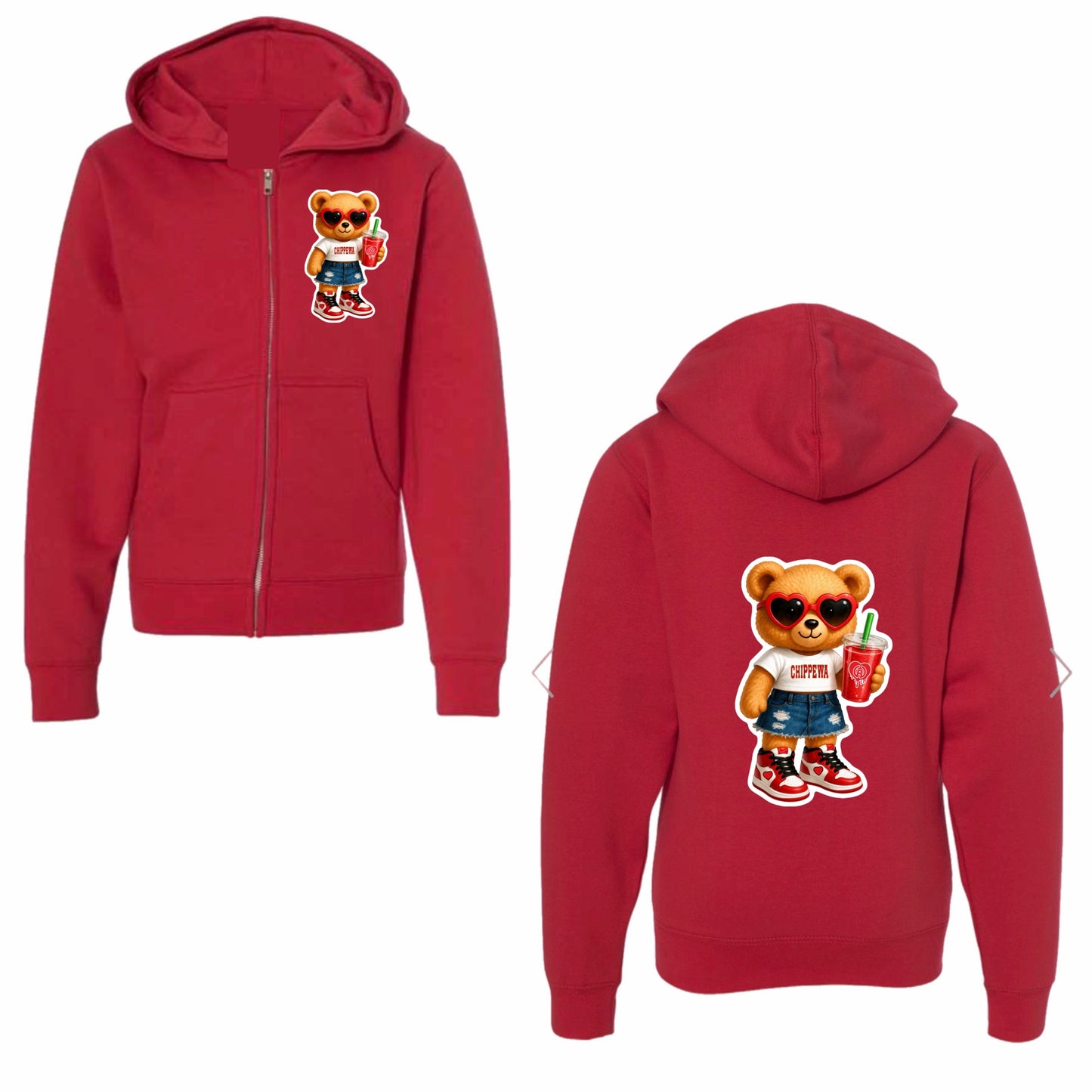 Chippewa bear zip hoodie
