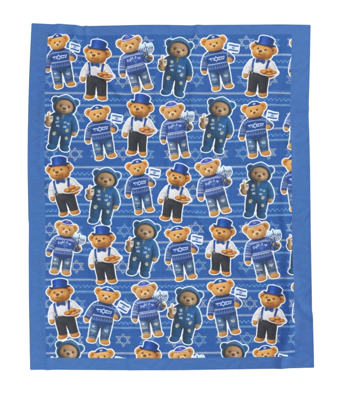 Teddy boys Hanukkah fleece blanket