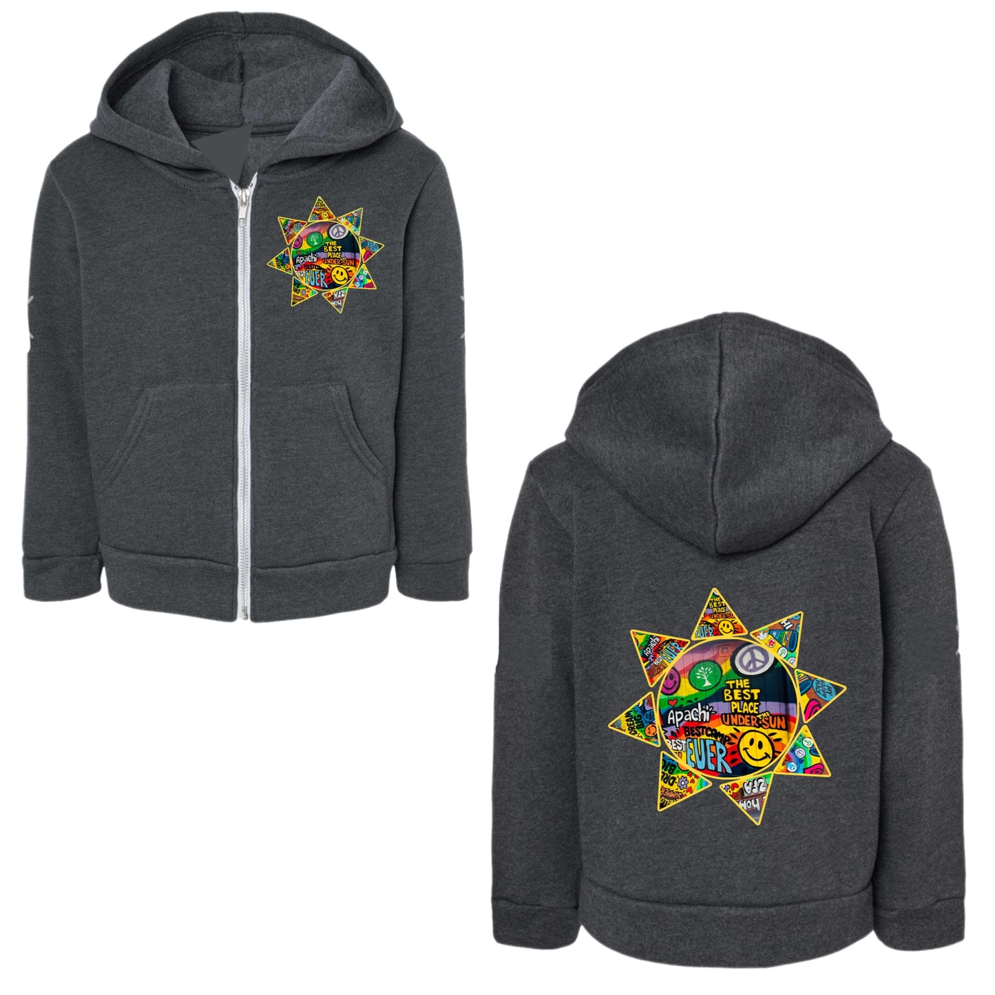 Unisex Apachi sun graffiti mural zip hoodie