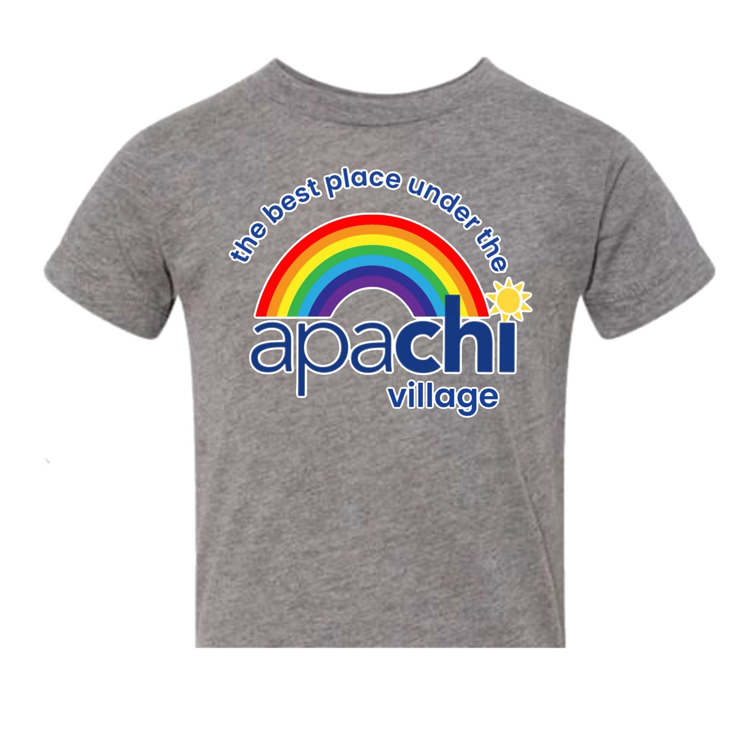 Girls Apachi Village rainbow logo tee