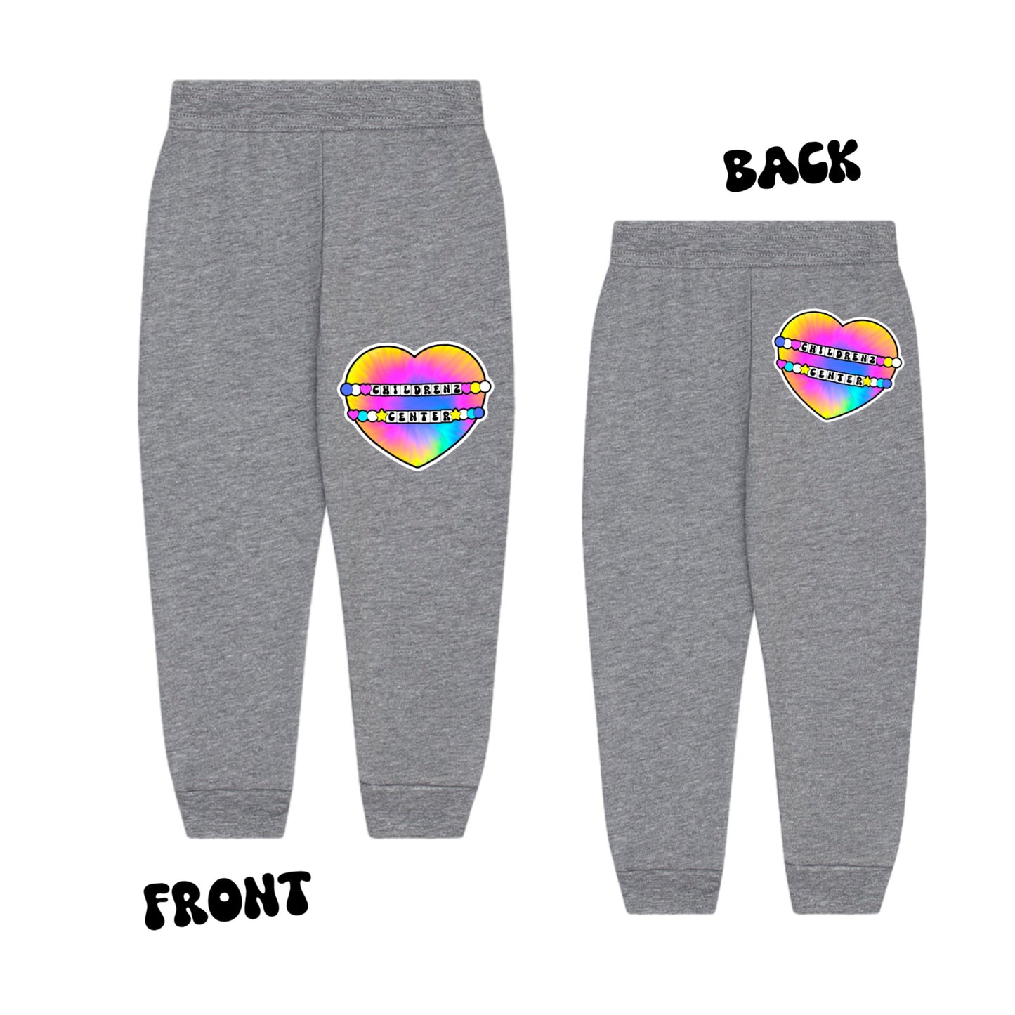 Childrenz Center tie dye heart joggers