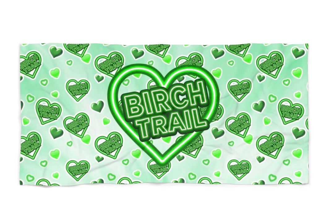 Birch Trail neon sign towel