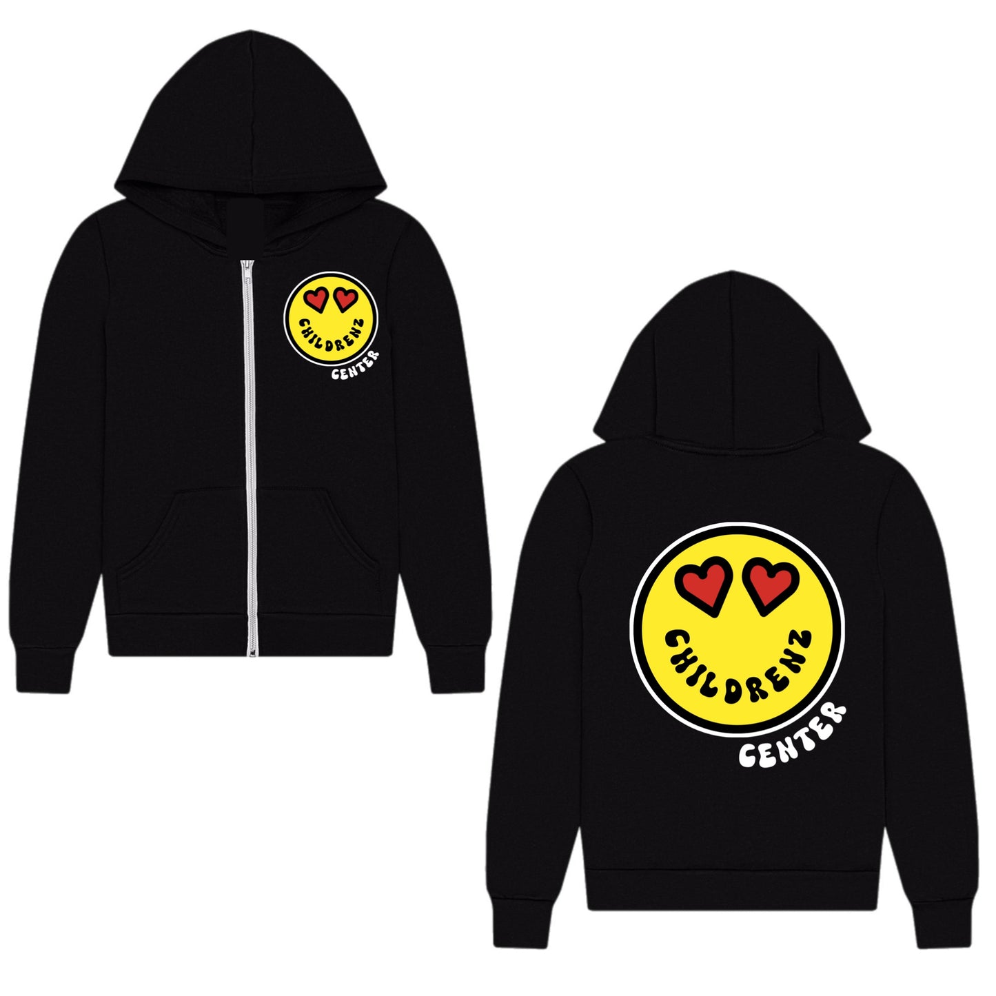 Heary eyes emoji Childrenz Center zip hoodie
