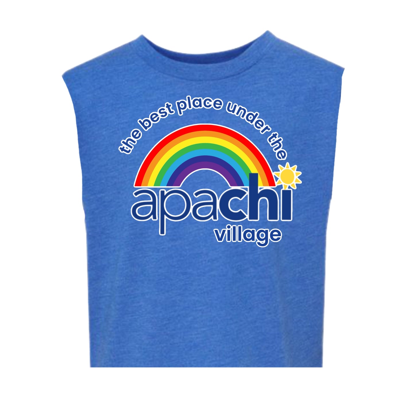 Girls Apachi Village rainbow logo tee