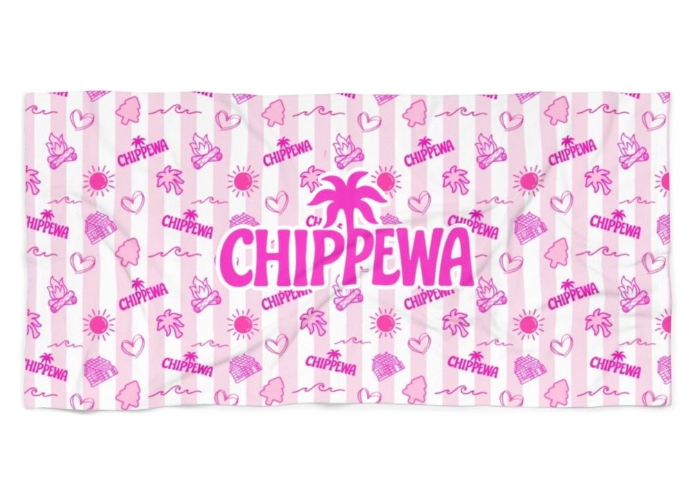 Chippewa pink palm beach towel