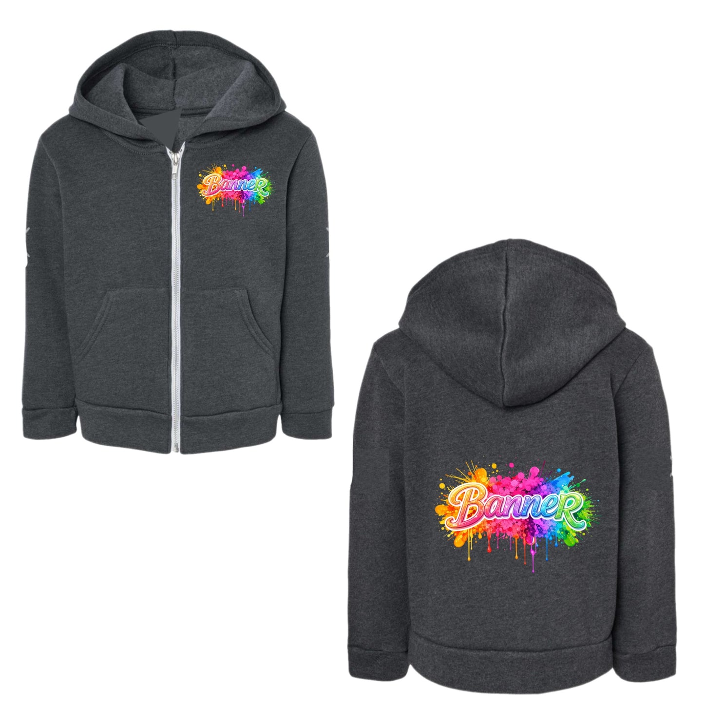 BANNER girls neon splatter zip hoodie