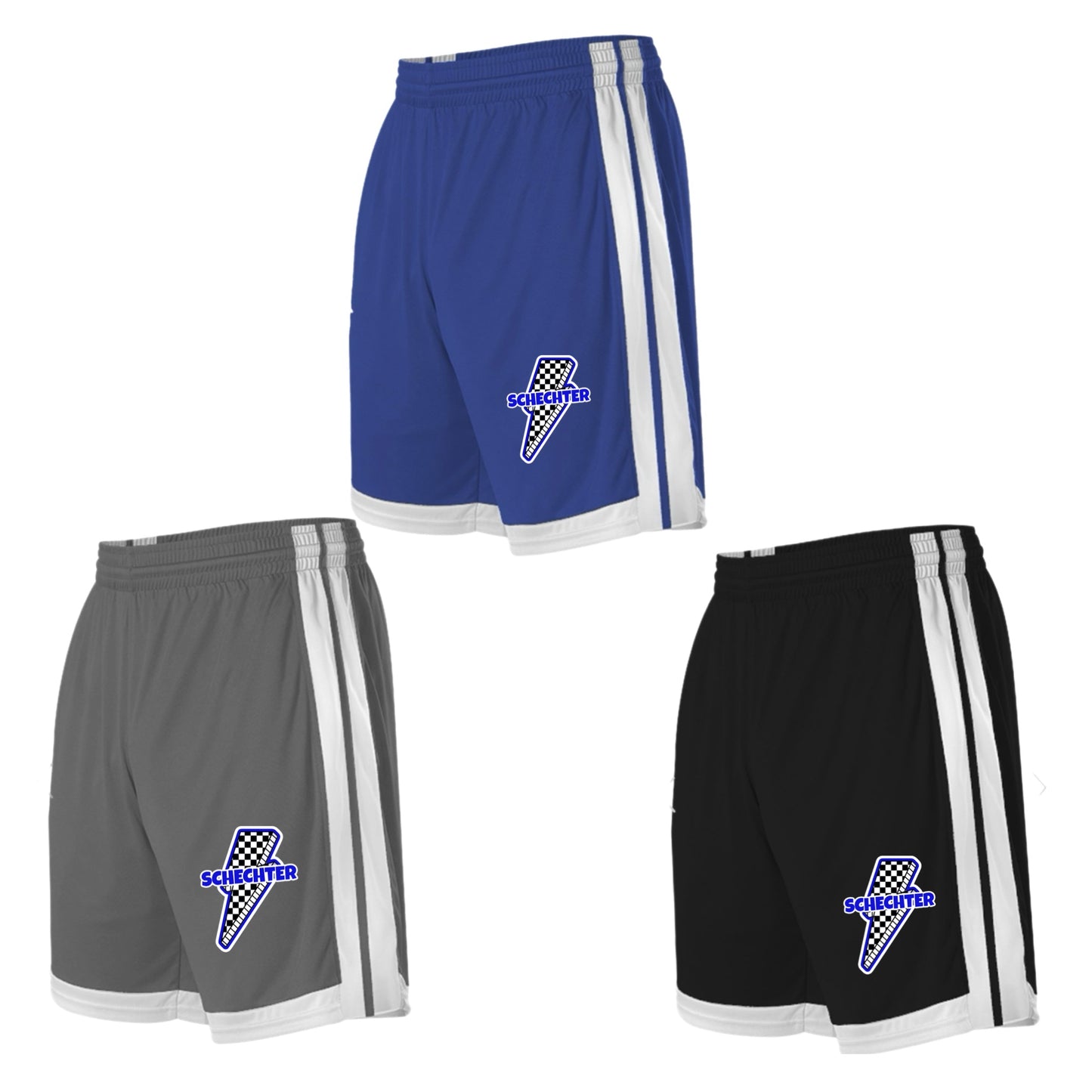 Schechter boys checkered bolt basketball shorts
