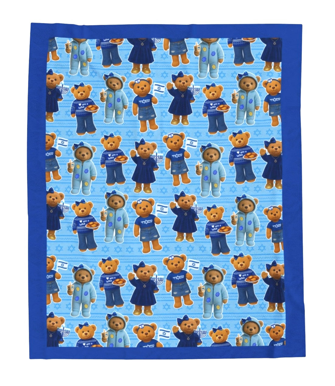 Teddy girls Hanukkah fleece blanket