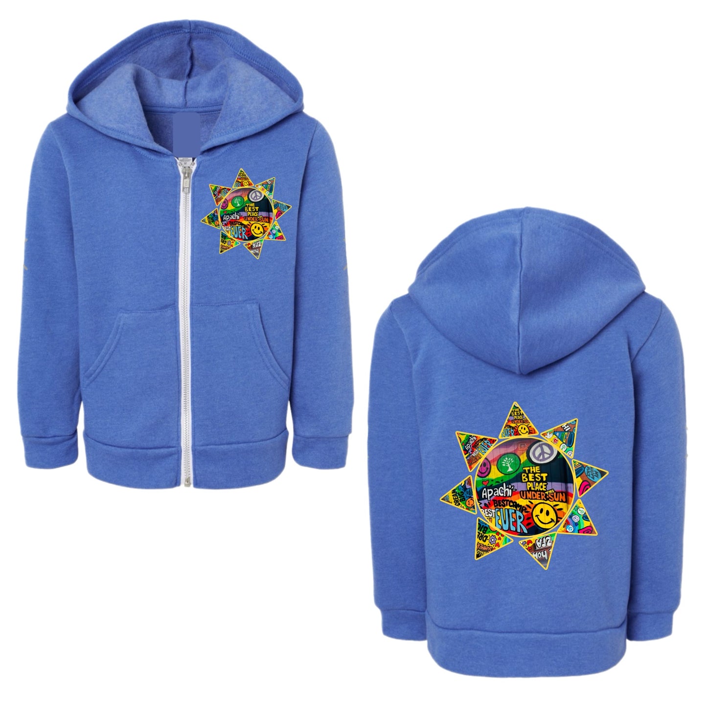 Unisex Apachi sun graffiti mural zip hoodie