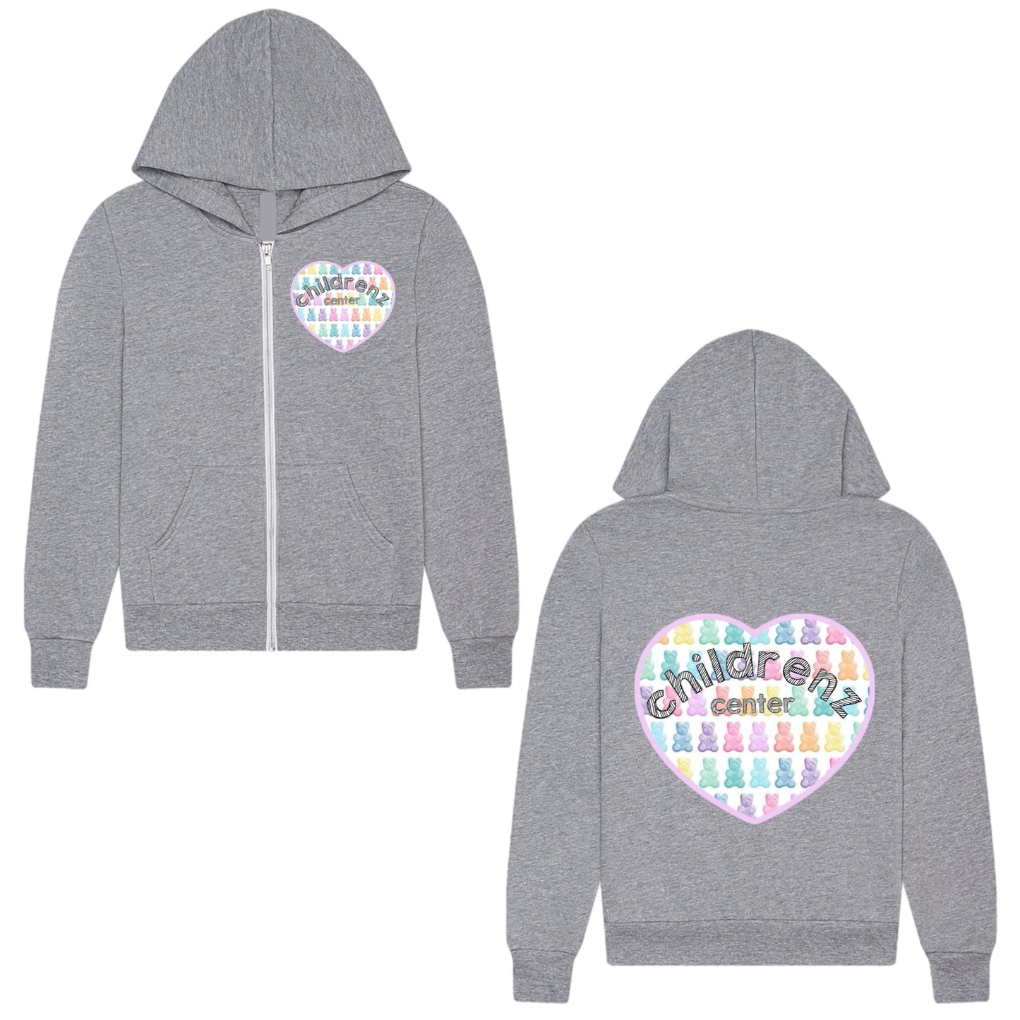 Gummy bear heart Childrenz Center zip hoodie