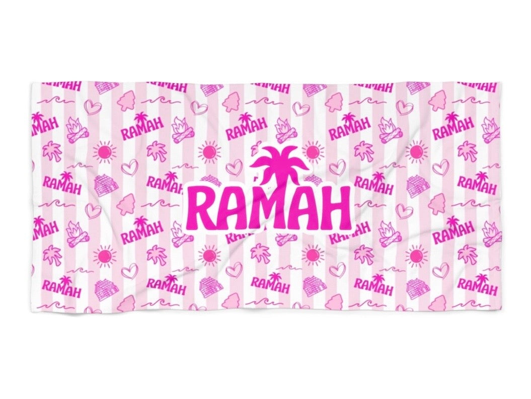 Ramah pink palm beach towel