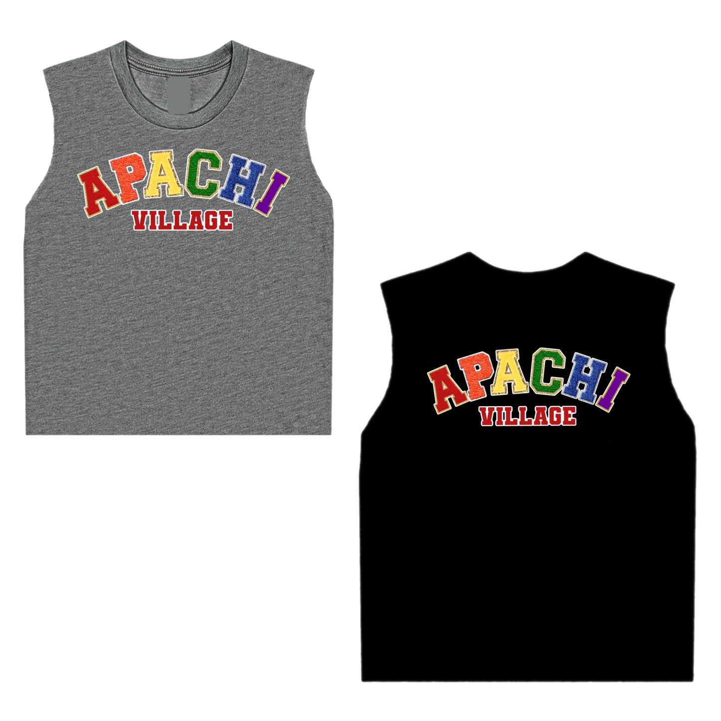 Girls Apachi Village patched rainbow tee