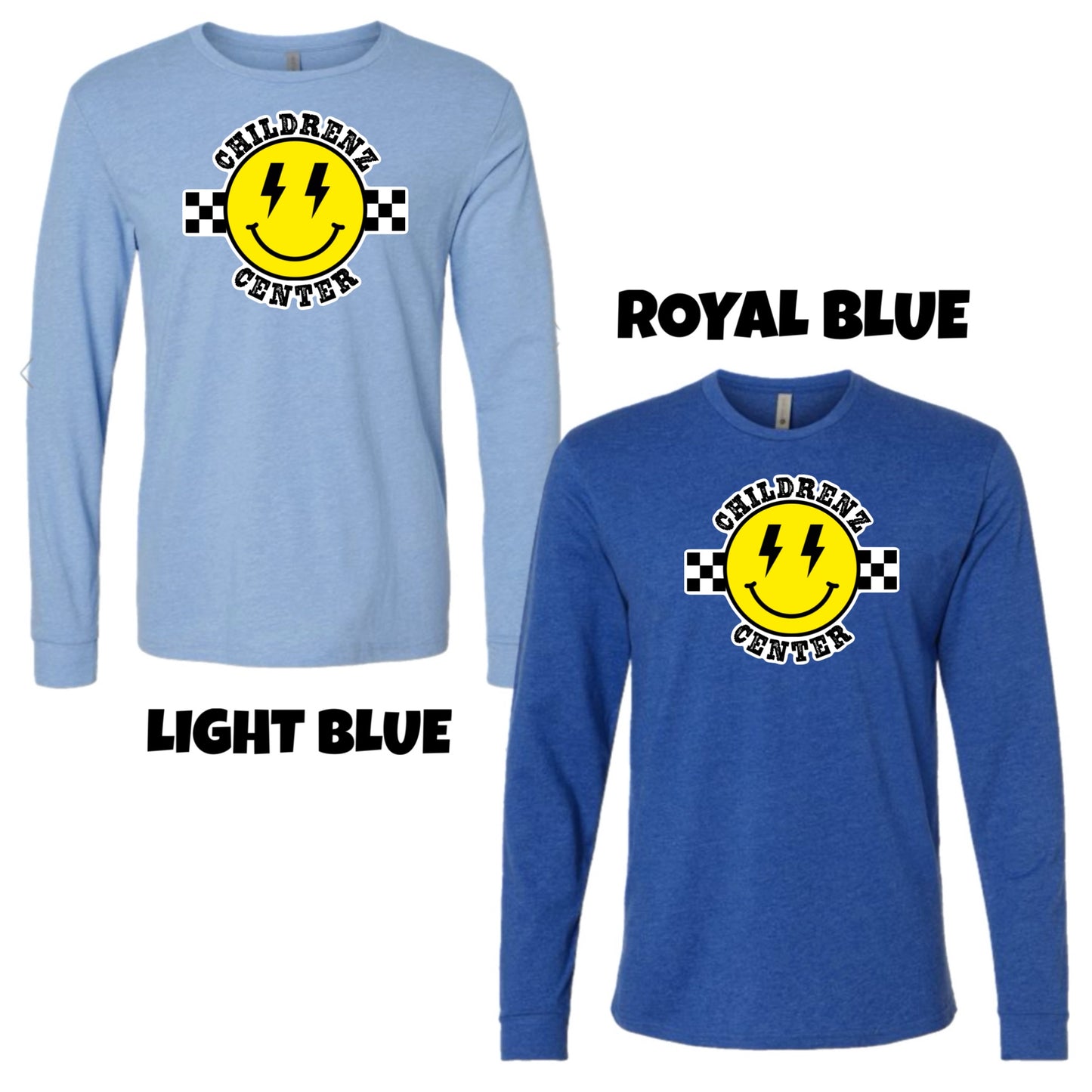 Adult Long sleeve bolt emoji Childrenz Center tee