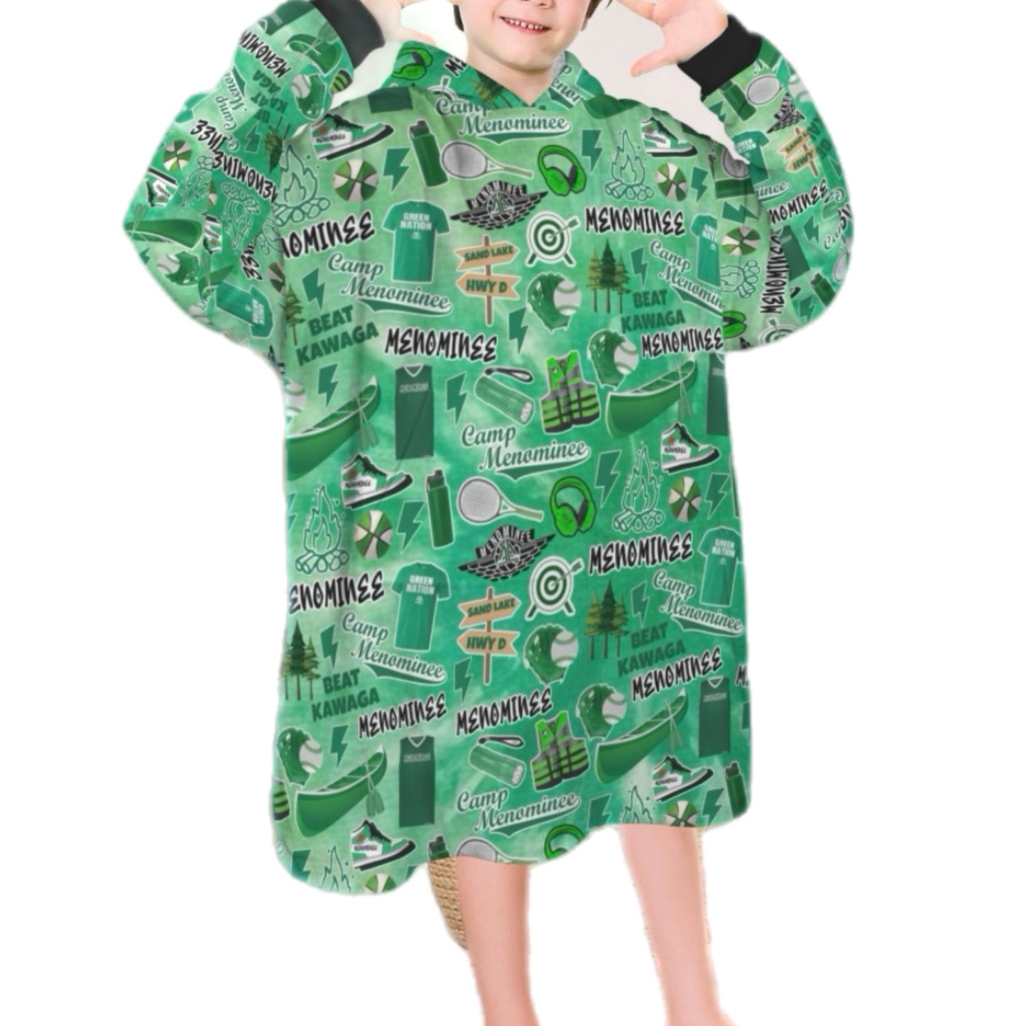 Menominee boys/mens fleece blanket hoodie
