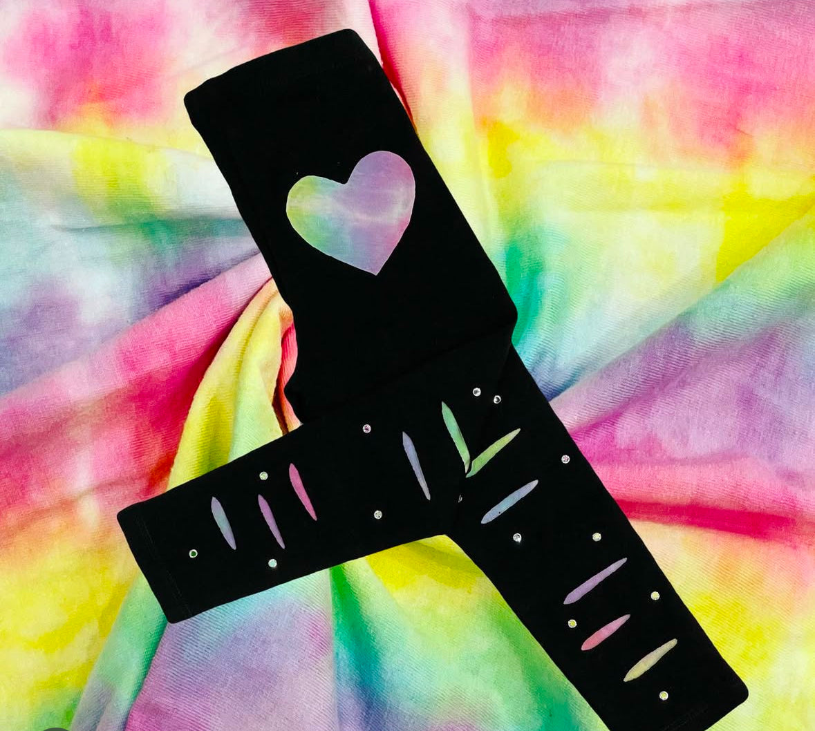 Pastel rainbow tie dye Girls leggings