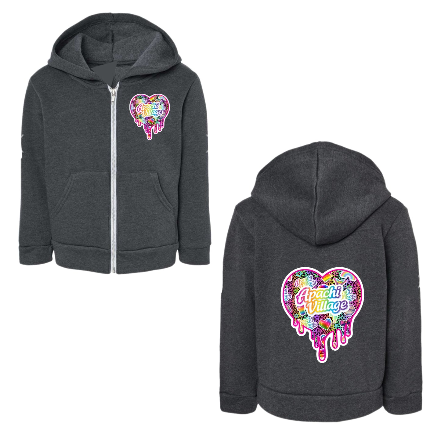 Girls APACHI/ APACHI VILLAGE drippy heart zip hoodie