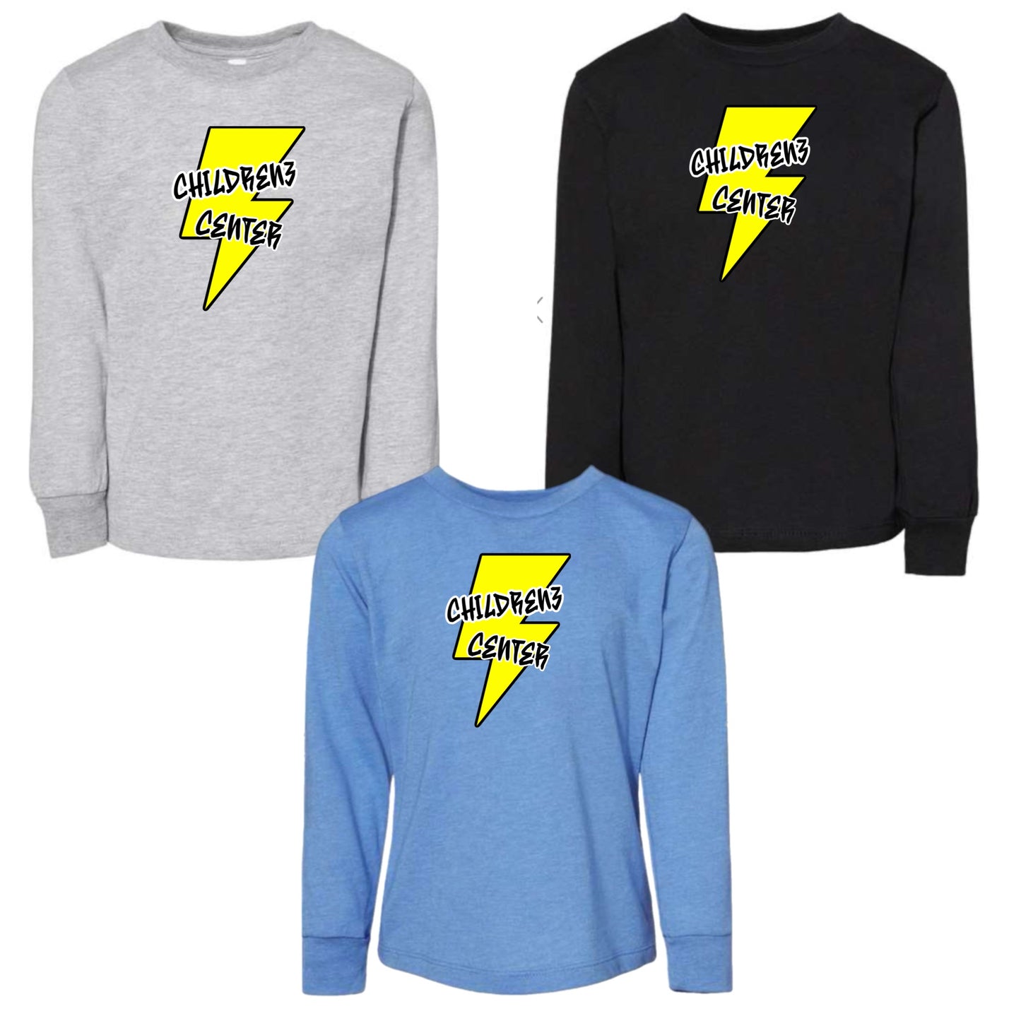 Childrenz Center yellow bolt long sleeve tee
