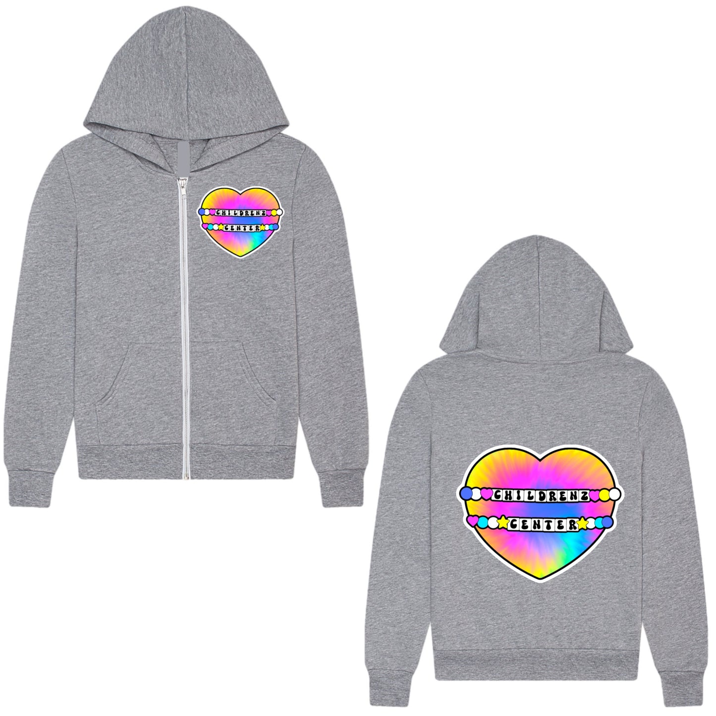 Childrenz Center zip tie dye heart zip hoodie