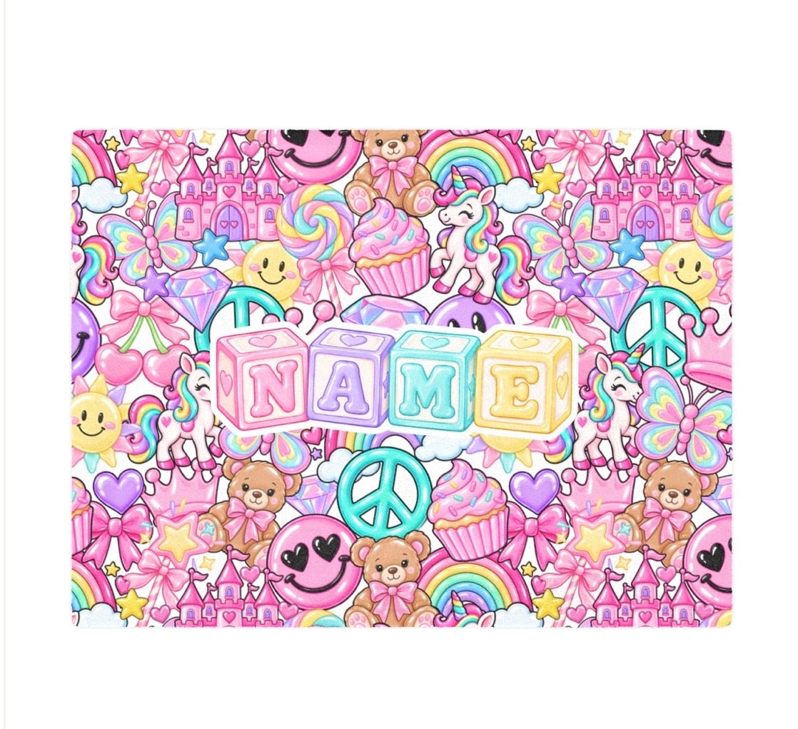 Pastel collage minky blanket