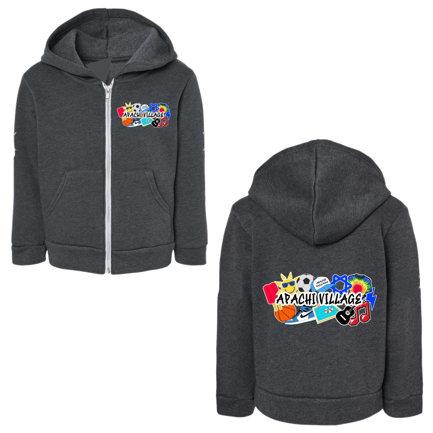 Boys Apachi Village collage zip hoodie
