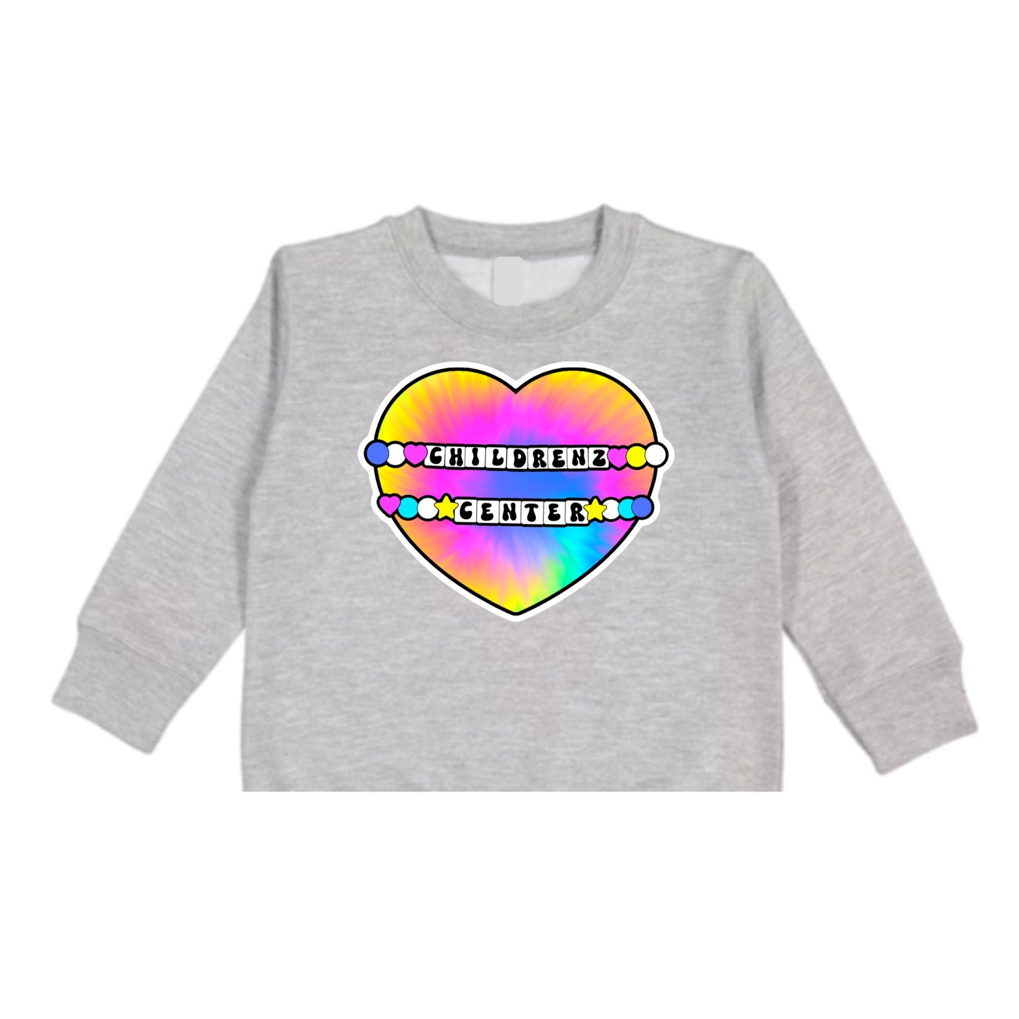 Childrenz Center tie dye heart crewneck