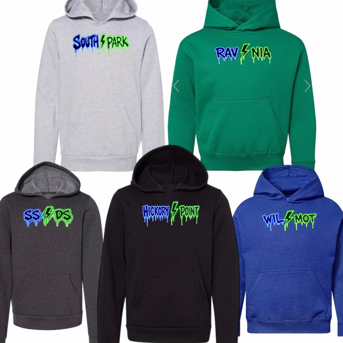 Boys school neon bolt hoodie