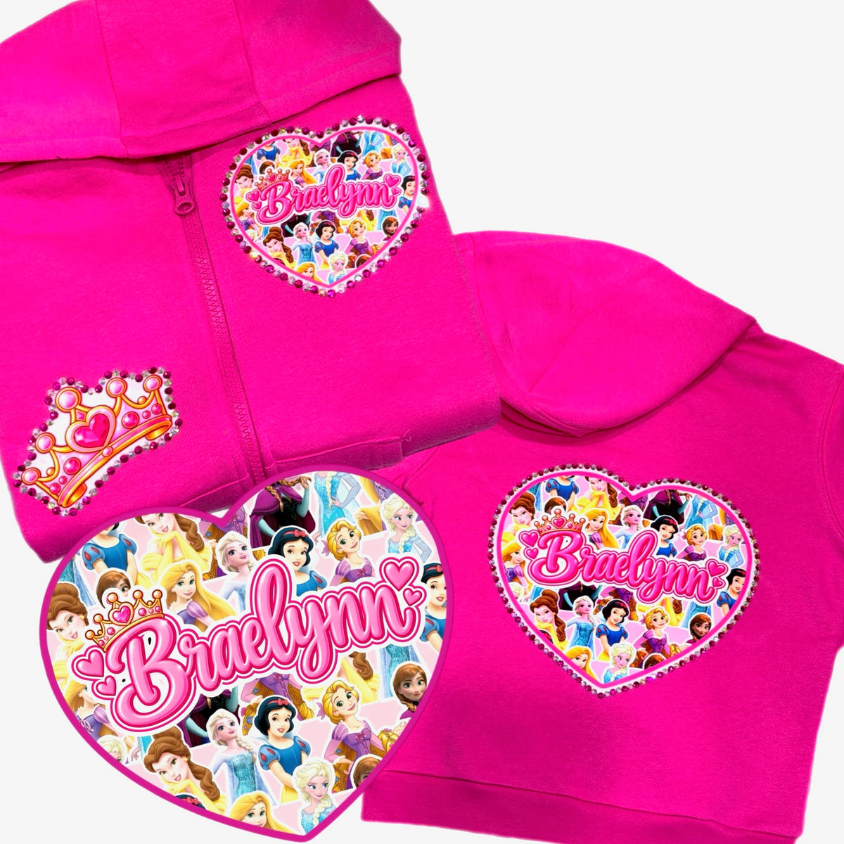 Personalized Princess Heart Zip-Up