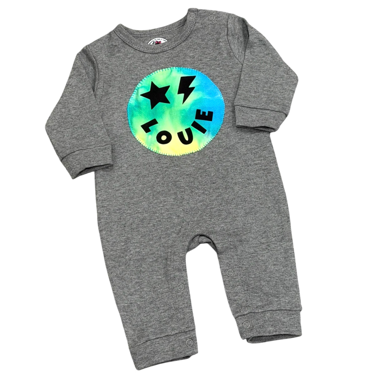 Neon Tie-Dye Star & Bolt Eye Personalized Romper