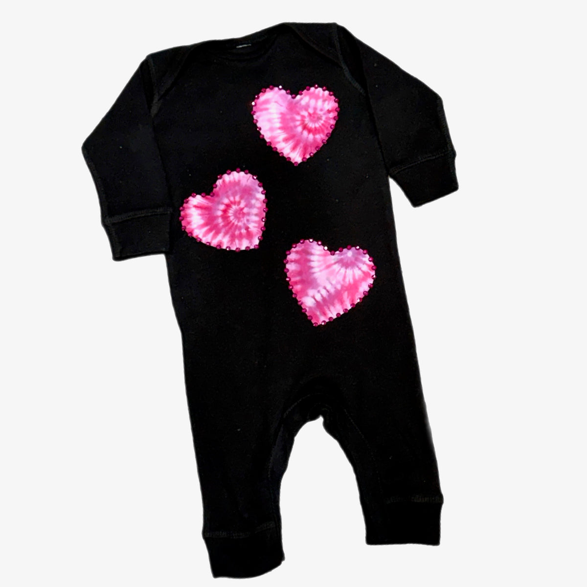 Pink Tie-Dye Hearts Long Sleeve Romper