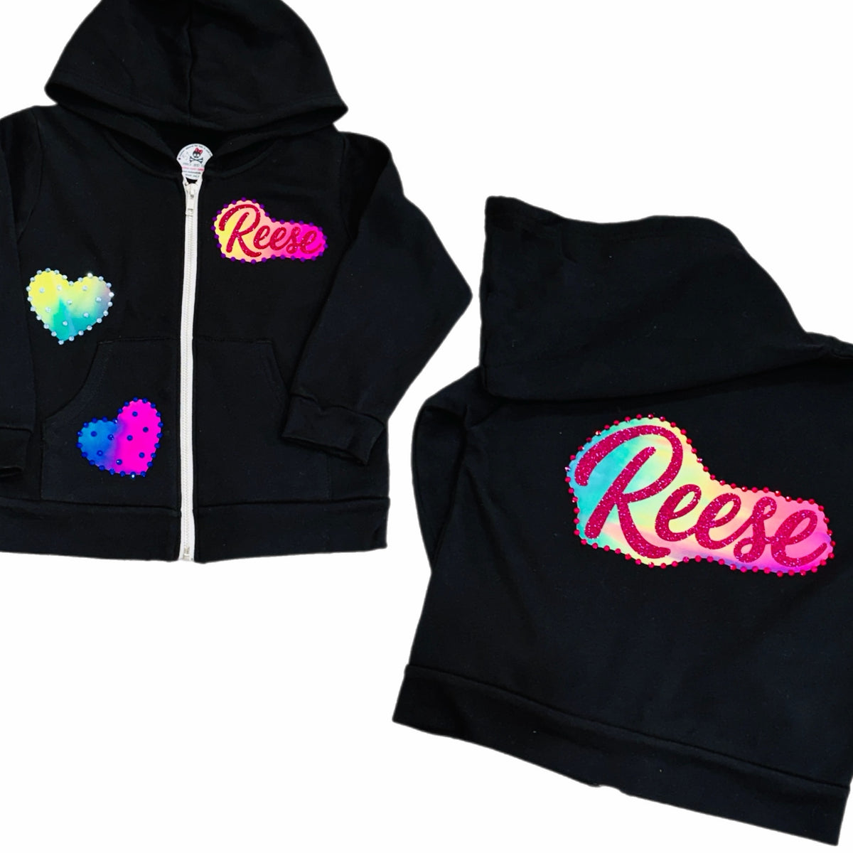 Tie Dye Hearts & Name Zip-Up