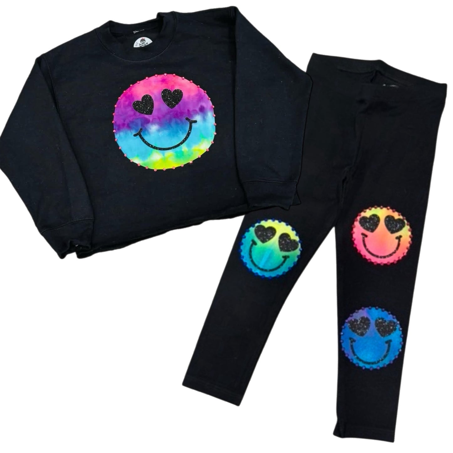 Tie dye heart eyes girls leggings