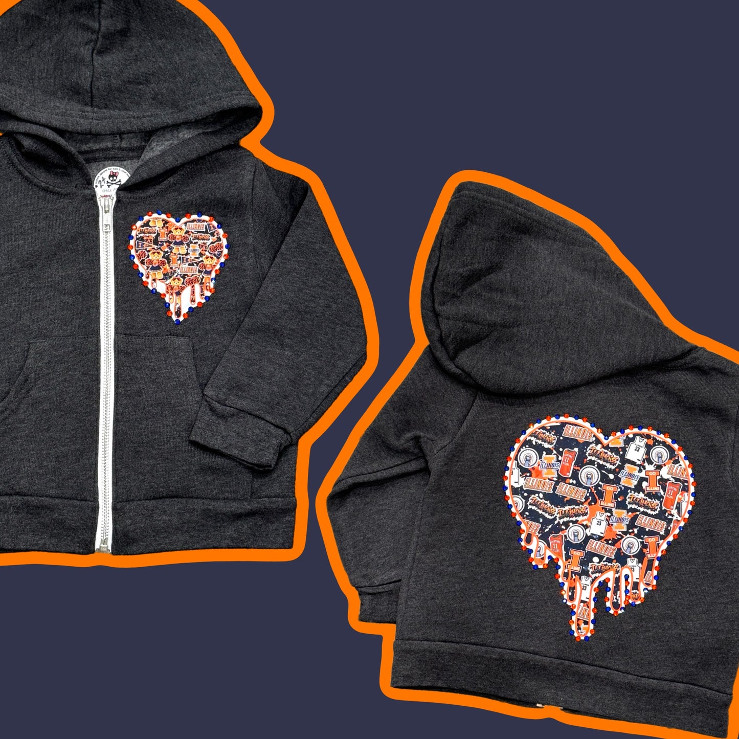 Illinois Drippy Heart Zip-Up